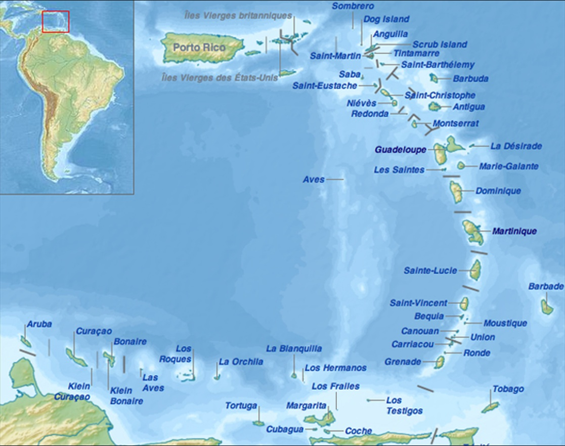 Carte des Petites Antilles