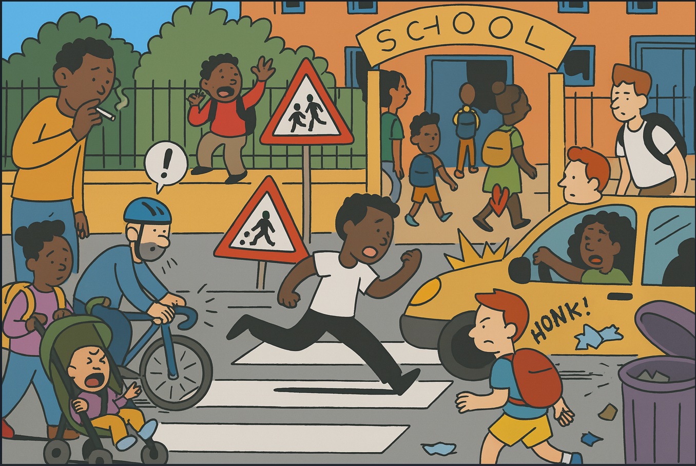 Scène devant l'école